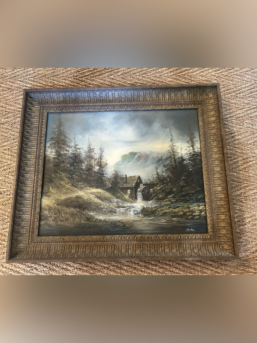 Original Art by Texas Artist Lester Hughes Landscape Cottage